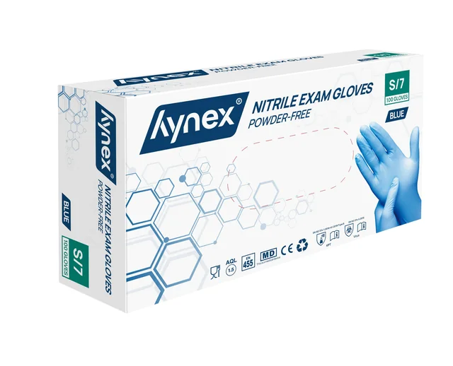 Handschoen Hynex nitril S blauw 3.5g pak à 100 stuks