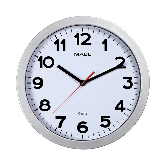 Wandklok MAUL Step Quartz Ø30x5cm kunststof zilver/wit stildraaiend