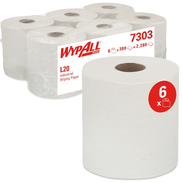 Poetspapier WypAll L20 GeneralClean 2-laags 380 vel wit 7303