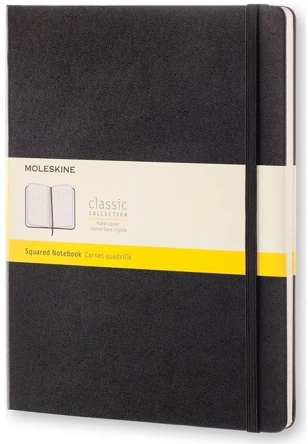 Notitieboek Moleskine XL 190x250mm ruit 5x5 hard cover zwart