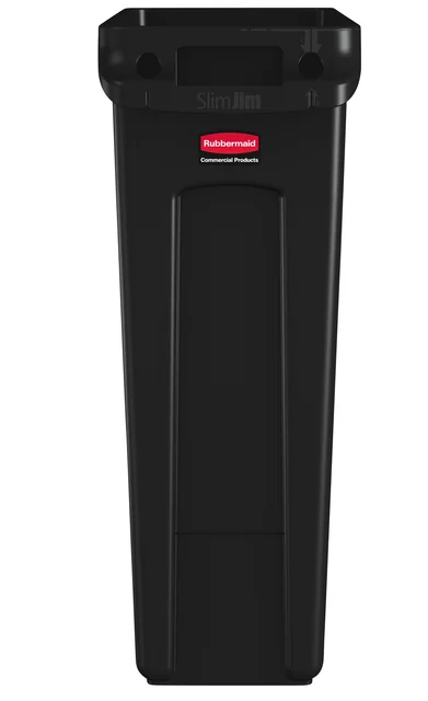 Afvalbak Rubbermaid Slim Jim Vented met luchtsleuven 87 liter zwart