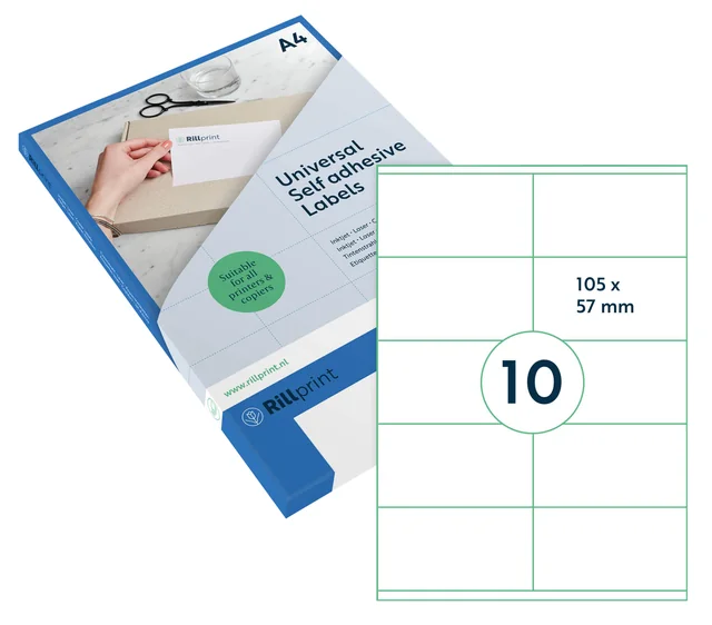 Etiket Rillprint 105x57mm mat transparant 250 stuks