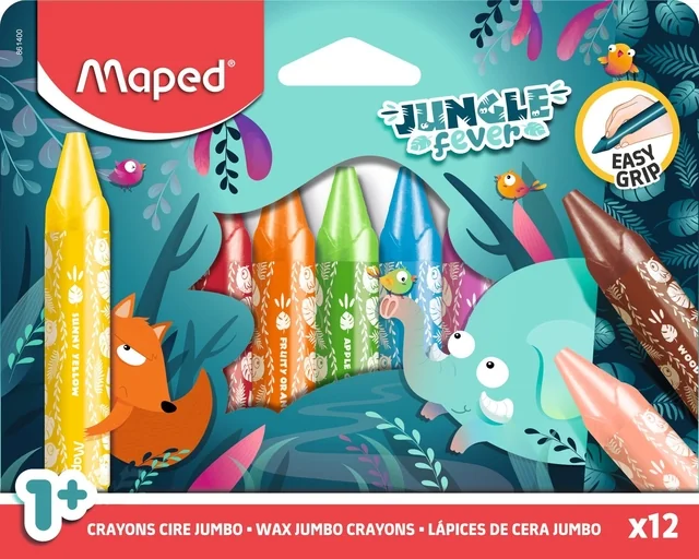 Waskrijt Maped Jungle Fever Jumbo set à 12 kleuren