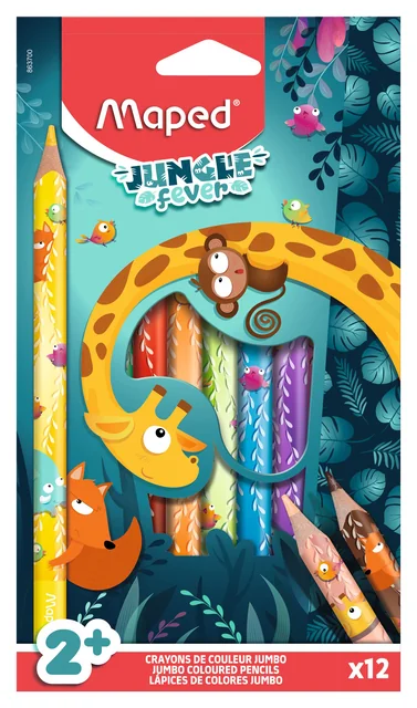 Kleurpotlood Maped Jungle Fever jumbo set à 12 kleuren