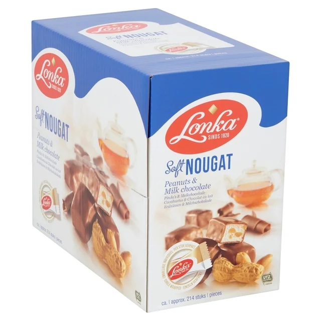Nougat Lonka pinda melkchocolade doos 214 stuks