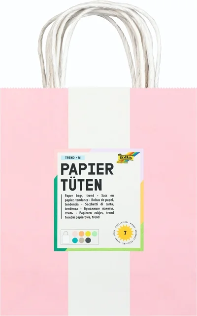 Tas met handvat Folia kraftpapier 110gr 18x21x8cm set à 7 kleuren