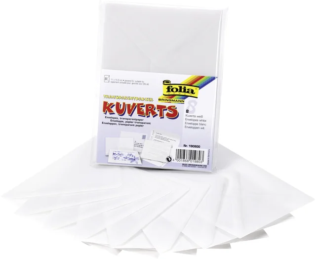 Envelop Folia A6 115gr set à 8 stuks transparant