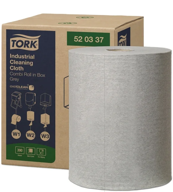 Reinigingsdoek Tork W1-W2-W3 Premium Industrial 1-laags 390 vel grijs 520337