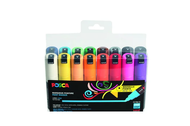 Paintmarker Uni POSCA PC7M breed assorti set à 16 stuks