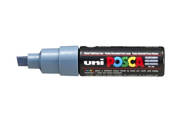 Paintmarker Uni POSCA PC8K breed schuin leisteengrijs