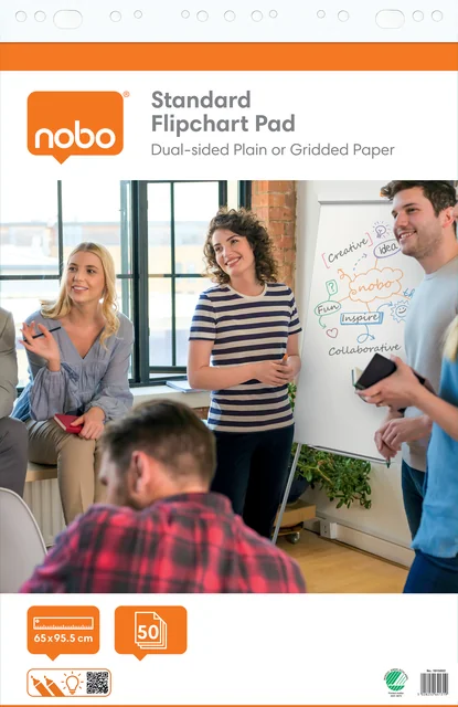Flipoverpapier Nobo standaard 65x95cm dubbelzijdig rol 50vel