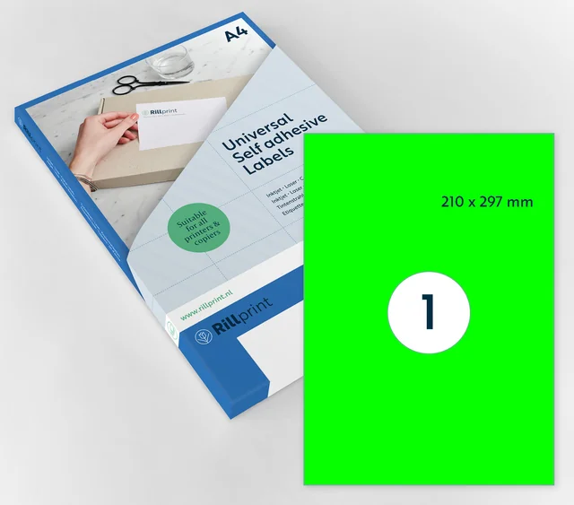 Etiket Rillprint 210x297mm fluor groen 100 stuks