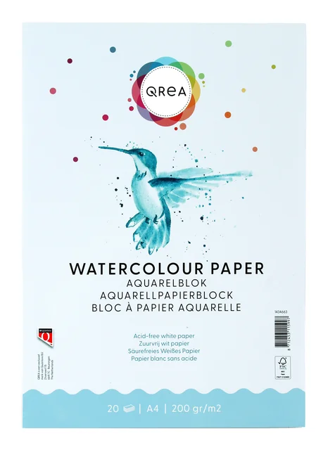 Aquarelblok Qrea A4 20vel 200gr gelijmd