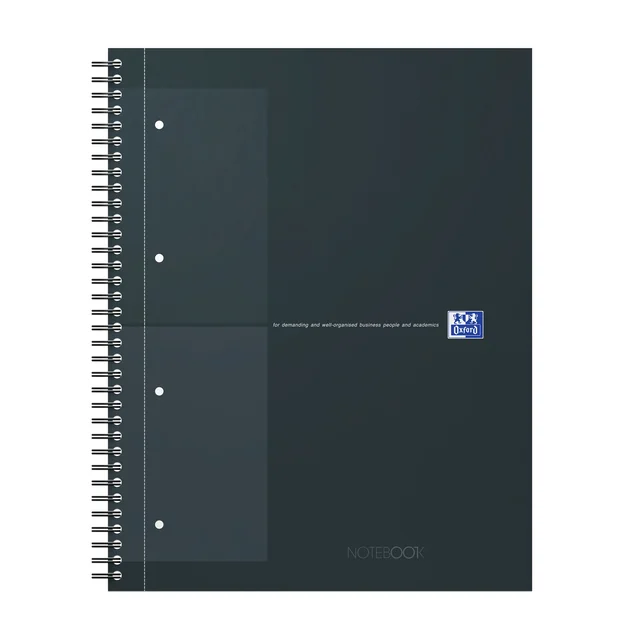 Spiraalblok Oxford International Notebook A4+ ruit 5X5mm 160pag zwart
