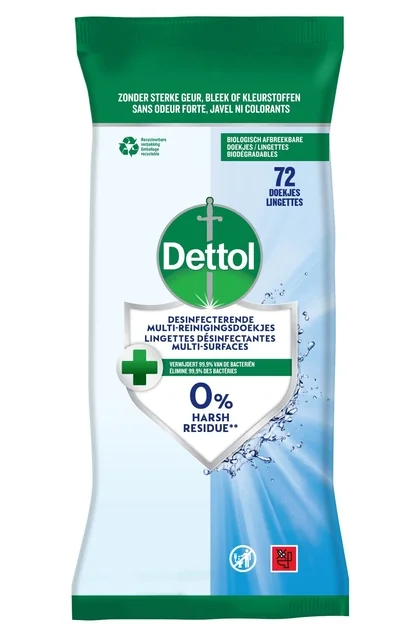 Reinigingsdoekjes Dettol antibacterieël Cleanser 72stuks