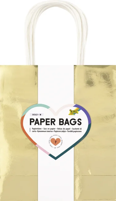 Cadeautas Folia goud kraft 18x21x8cm 7 stuks