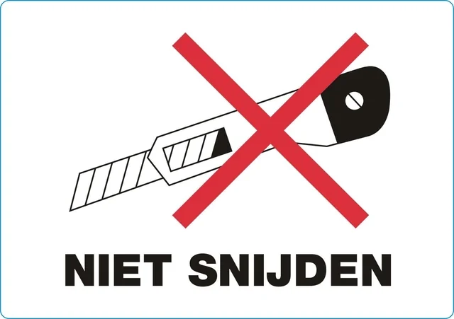 Waarschuwingsetiket IEZZY niet snijden 105x74mm 500 stuks