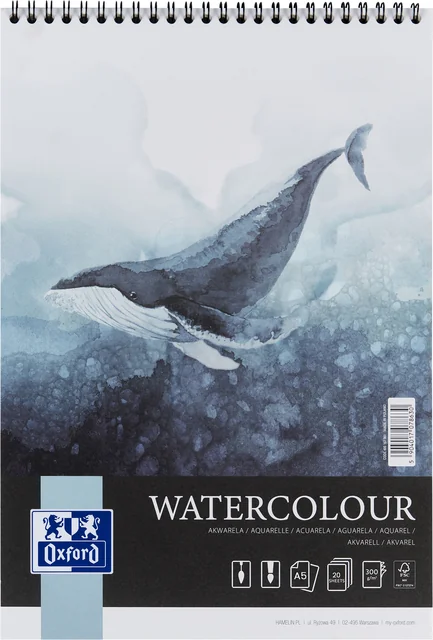 Aquarelblok Oxford Watercolour A5 20 vel 300 gram spiraal