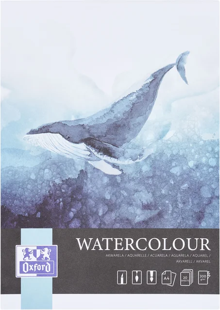 Aquarelblok Oxford Watercolour A4 20 vel 300 gram gelijmd