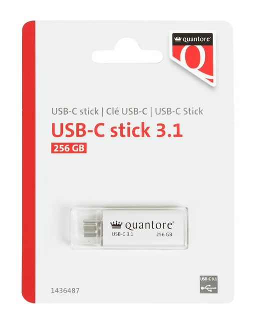 USB stick 3.1 Quantore USB-C 256GB zilver