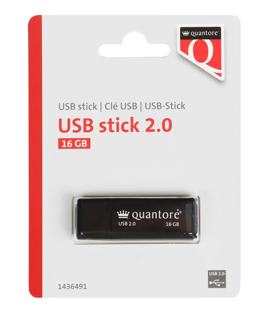 USB stick 2.0 Quantore USB-A 16GB zwart