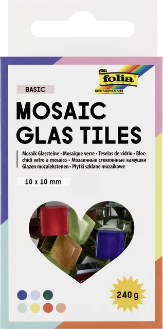 Mozaieksteentjes Folia 10x10mm glas basis assorti