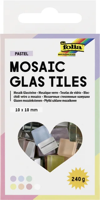 Mozaieksteentjes Folia 10x10mm glas pastel assorti