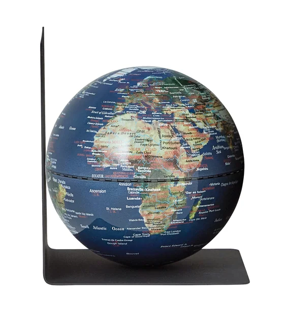 Boekensteun Troika met magnetische globe 13cm blauw-groen