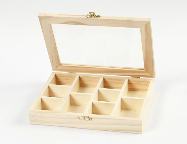 Doos Creativ Company 15.5x20.5x3.5cm hout met glazen deksel