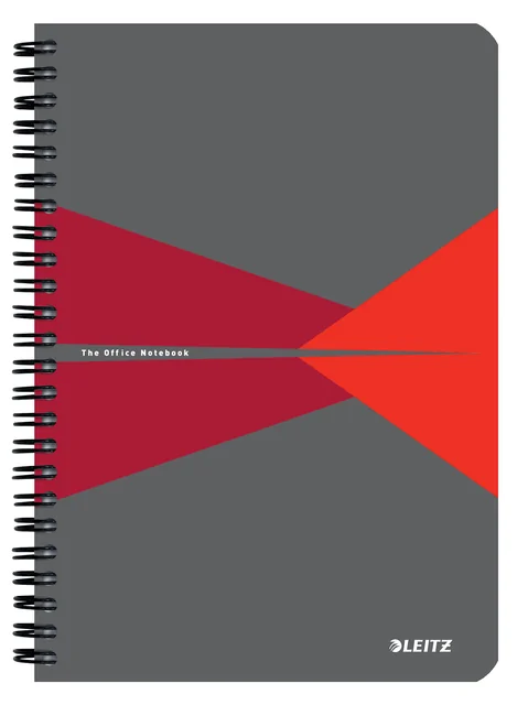 Notitieboek Leitz Office A5 lijn 180 pagina's 80gr grijs rood