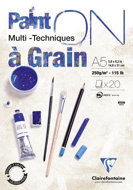 Tekenblok Clairefontaine Paint On A5 gekorreld 20 vel 250gr