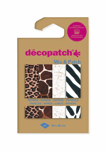 Hobbypapier Décopatch 30x40cm set à 4 vel thema dierenhuid