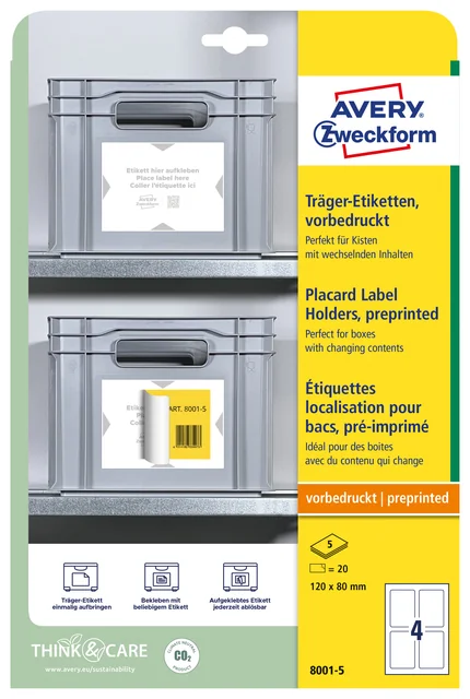 Positioneeretiket Avery 8001 120x80mm bedrukt 20 stuks