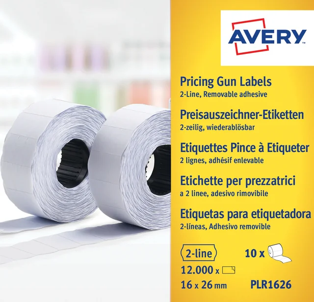 Prijsetiket Avery PLR1626 16x26mm afneembaar wit