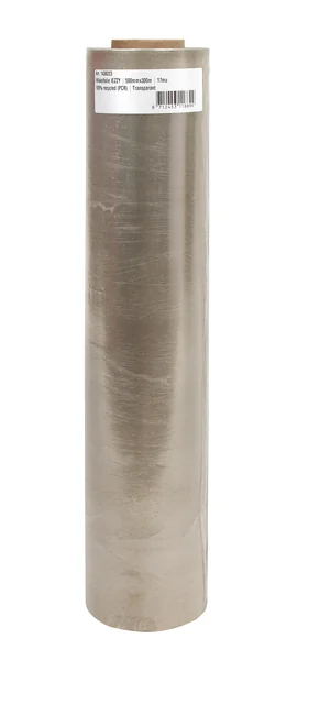 Wikkelfolie IEZZY 500mmx300m 17mu 100% recycled (PCR) transparant