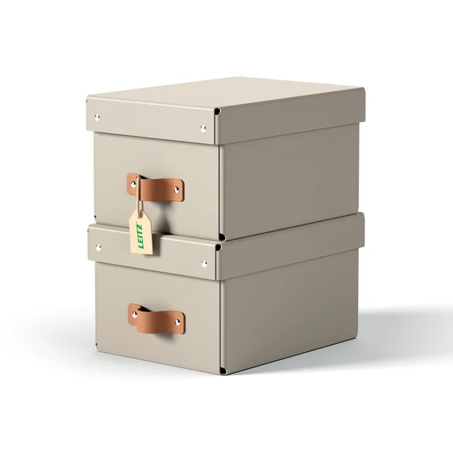 Opbergdoos Leitz Puro met deksel 7 liter set van 2 beige