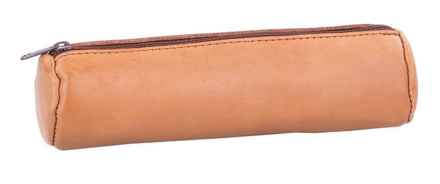 Pennenetui Oxford 22x6cm leer rond naturel