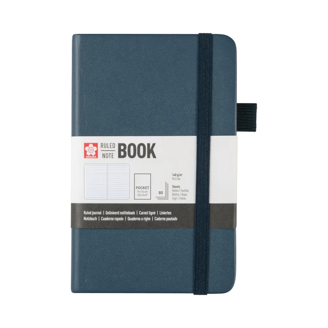 Notitieboek Sakura pocket 90x140mm lijn hard cover donker indigo