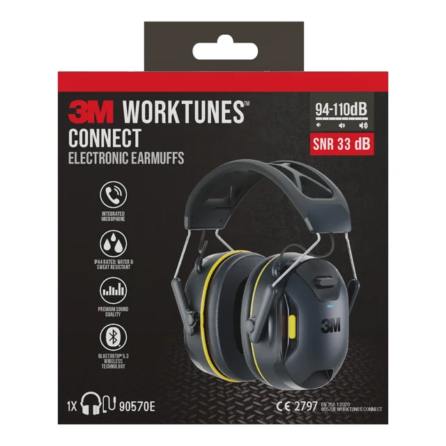 Oorkap 3M WorkTunes Connect Bluetooth 94-110 dB zwart