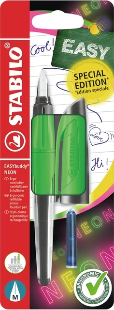 Vulpen STABILO Easybuddy medium neon groen blister à 1 stuk