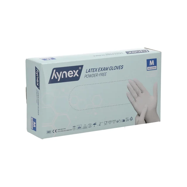 Handschoen Hynex latex M wit 5gr 100 stuks