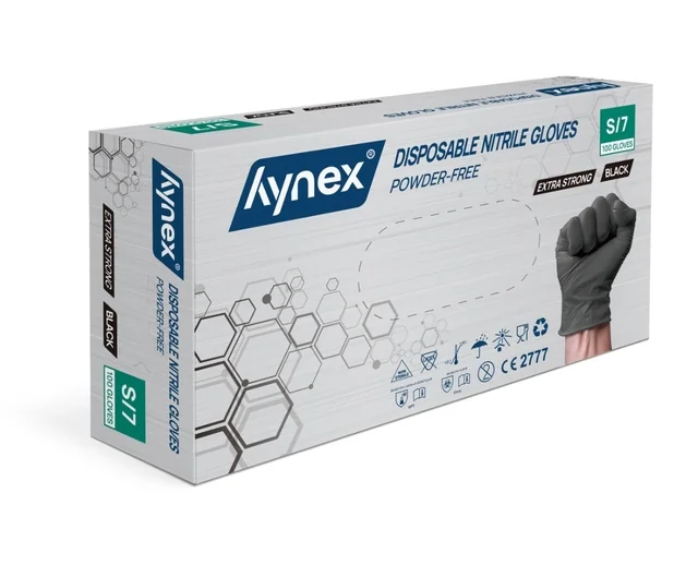 Handschoen Hynex nitril S zwart 5gr extra sterk 100 stuks