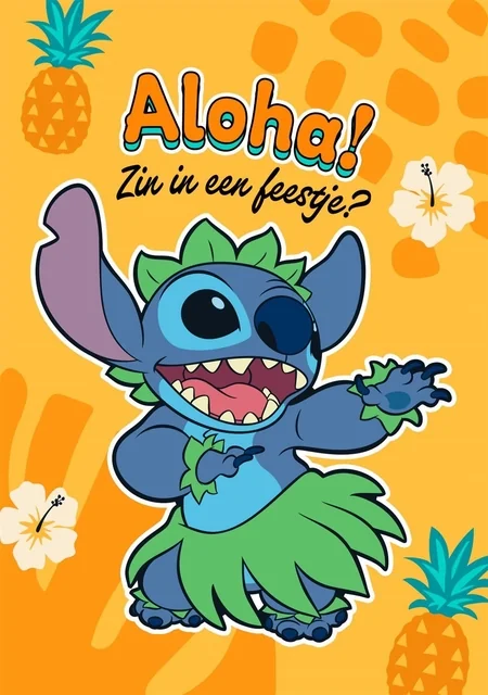 Wenskaart Hallmark uitnodiging Disney Stitch pak à 6 stuks