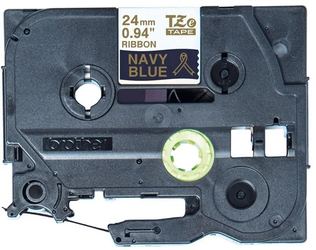 Labeltape Brother P-touch TZe-RN54 24mm goud op marineblauw