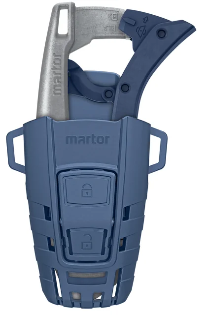 Veiligheidsmes Martor Secunorm 610 XDR trapezium 32mm met holster zilver