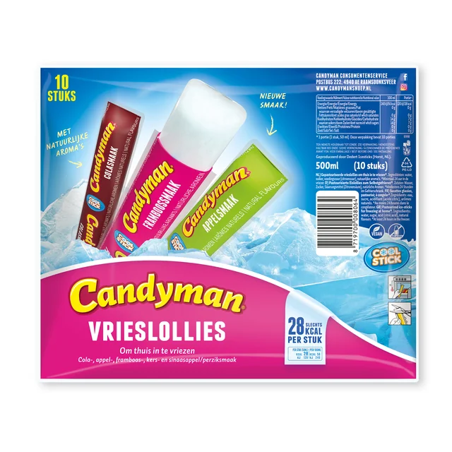 Vrieslolly Candyman 50 milliliter zak 10 stuks