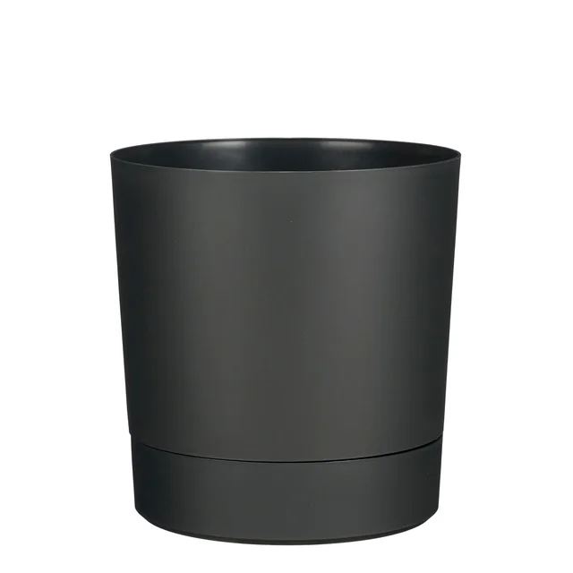 Plantenpot Mica Coco met schotel rond hoogte 23,5 Ø22,5 cm antraciet
