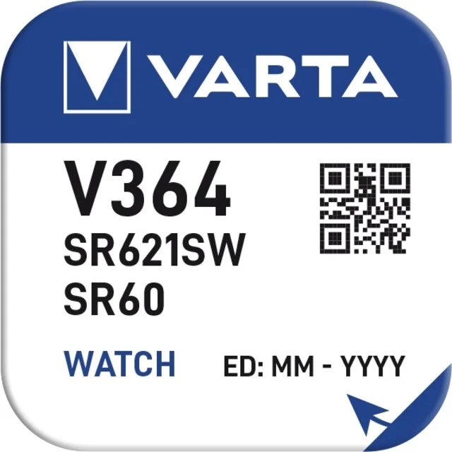 Batterij VARTA knoopcel 1x V364/SR60 zilver