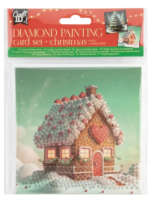 Diamondpaintingkaarten Craft ID Kerst 13x13cm 2 stuks assorti