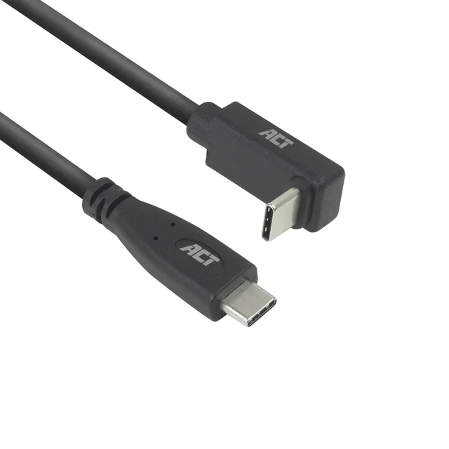 Kabel ACT USB-C standaard naar USB-C hoek boven/beneden 10Gbps 2m